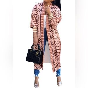Fashion Printed Long Jacket Women Outerwear Cardigan